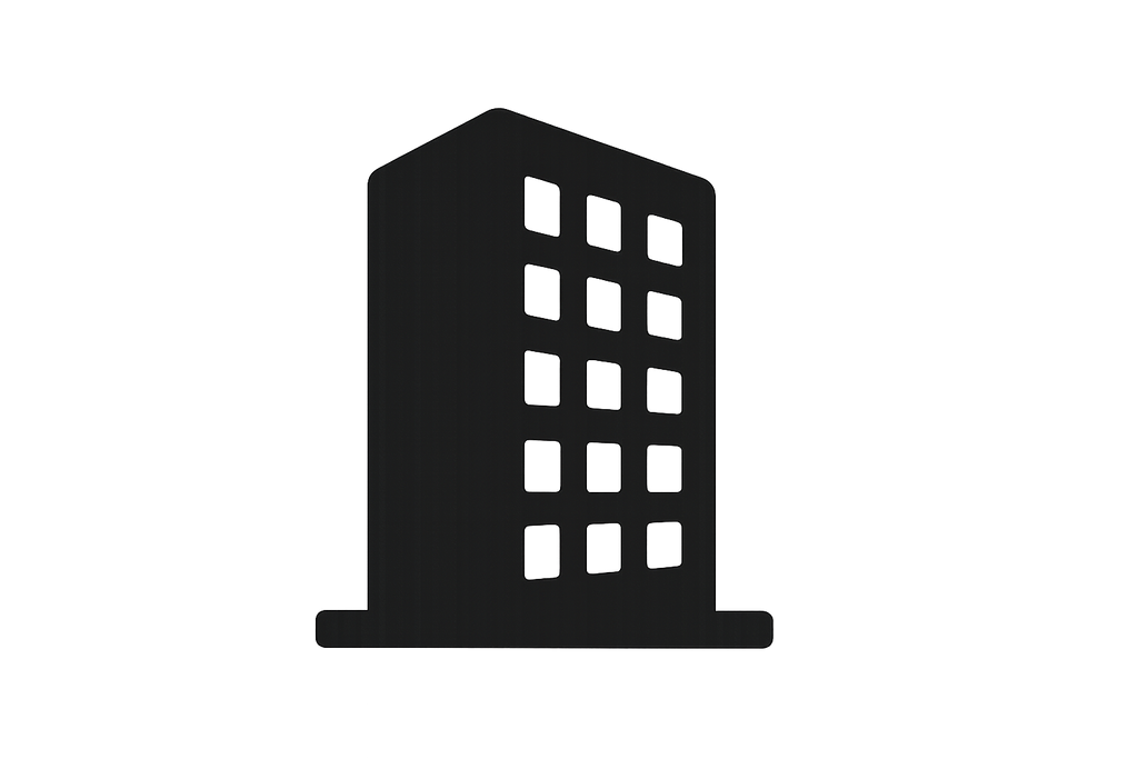b&w and transparent building icon