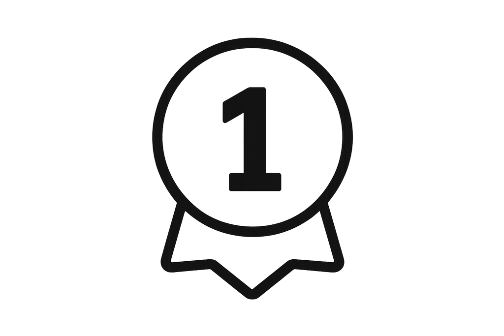 icon b&w of a badge with number 1 on it